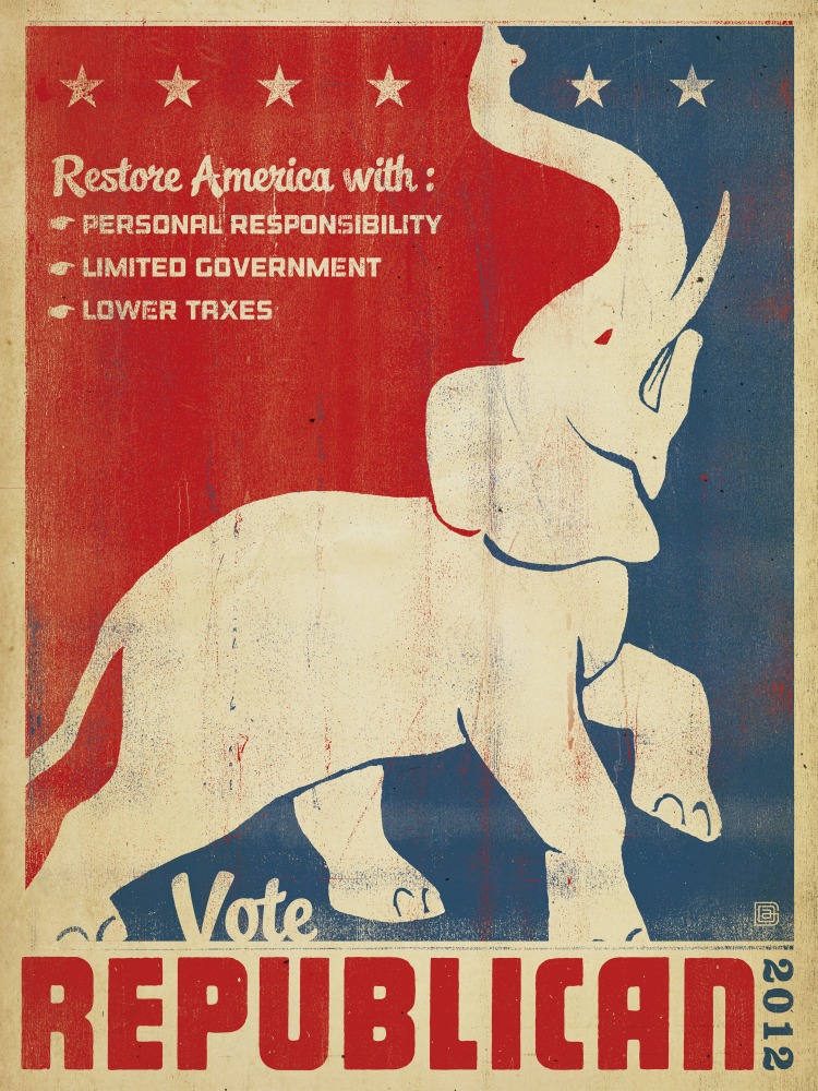 Restore America, Vote Republican - Retro Political Poster | USA ...