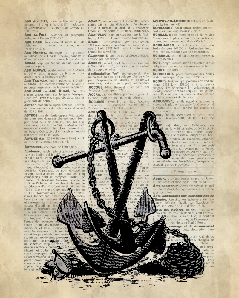 Canvas on Demand Poster Print 16 x 20 entitled Vintage Dictionary Art: Anchor