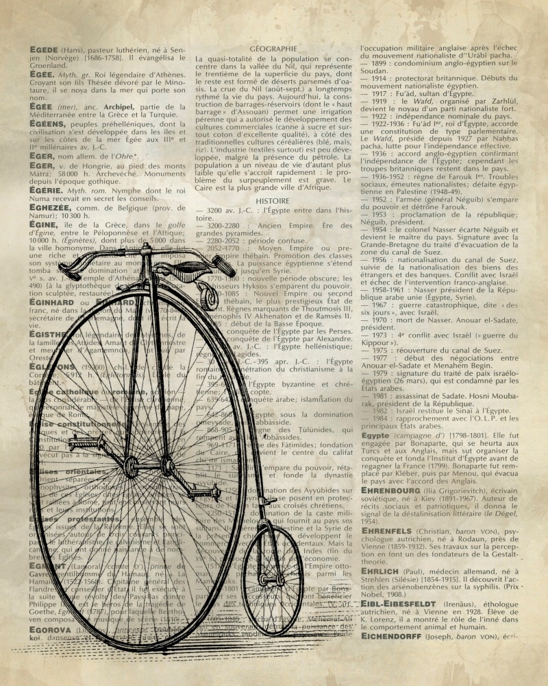 Canvas on Demand Poster Print 16 x 20 entitled Vintage Dictionary Art: Antique Bike