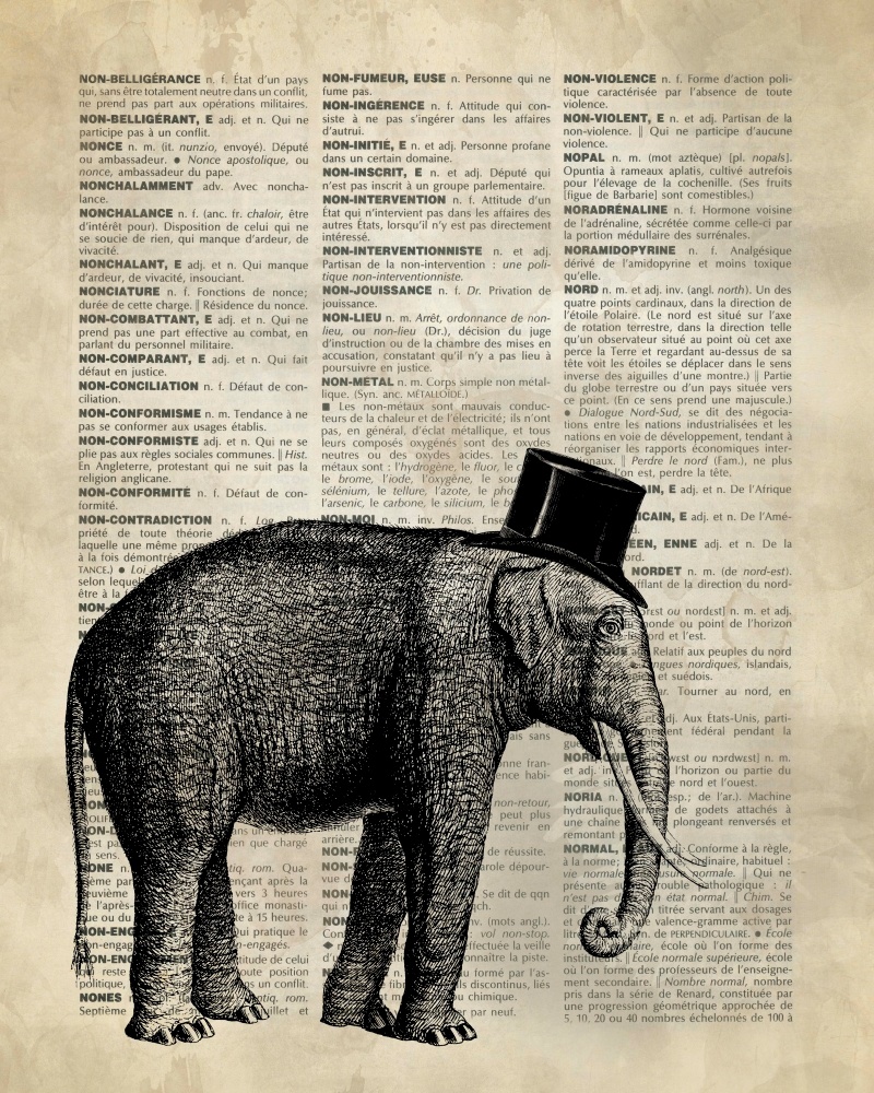 Canvas on Demand Poster Print 16 x 20 entitled Vintage Dictionary Art: Elephant
