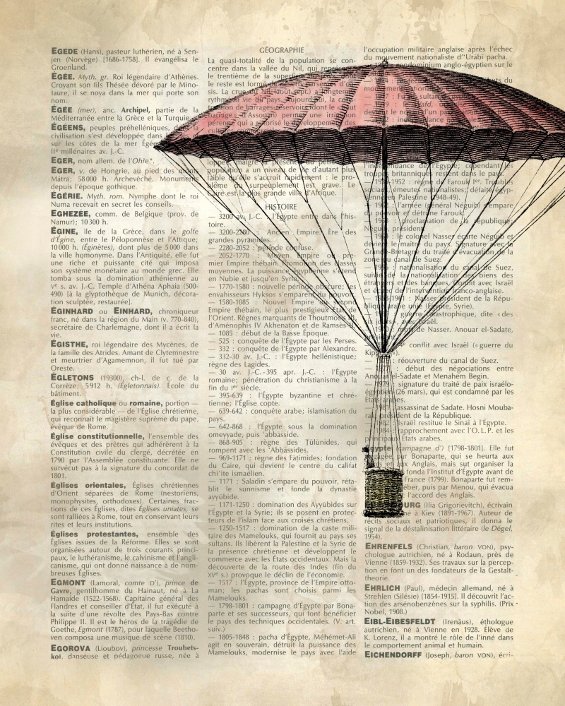 Canvas on Demand Poster Print 16 x 20 entitled Vintage Dictionary Art: Hot Air Balloon 1