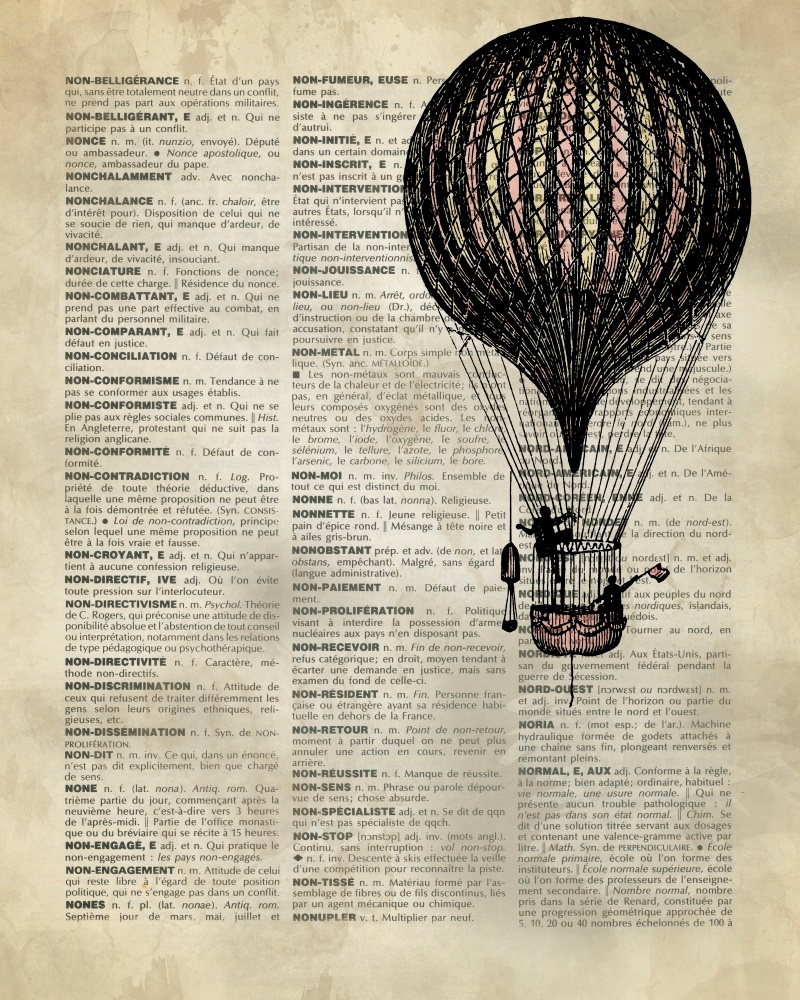 Canvas on Demand Poster Print 16 x 20 entitled Vintage Dictionary Art: Hot Air Balloon 2