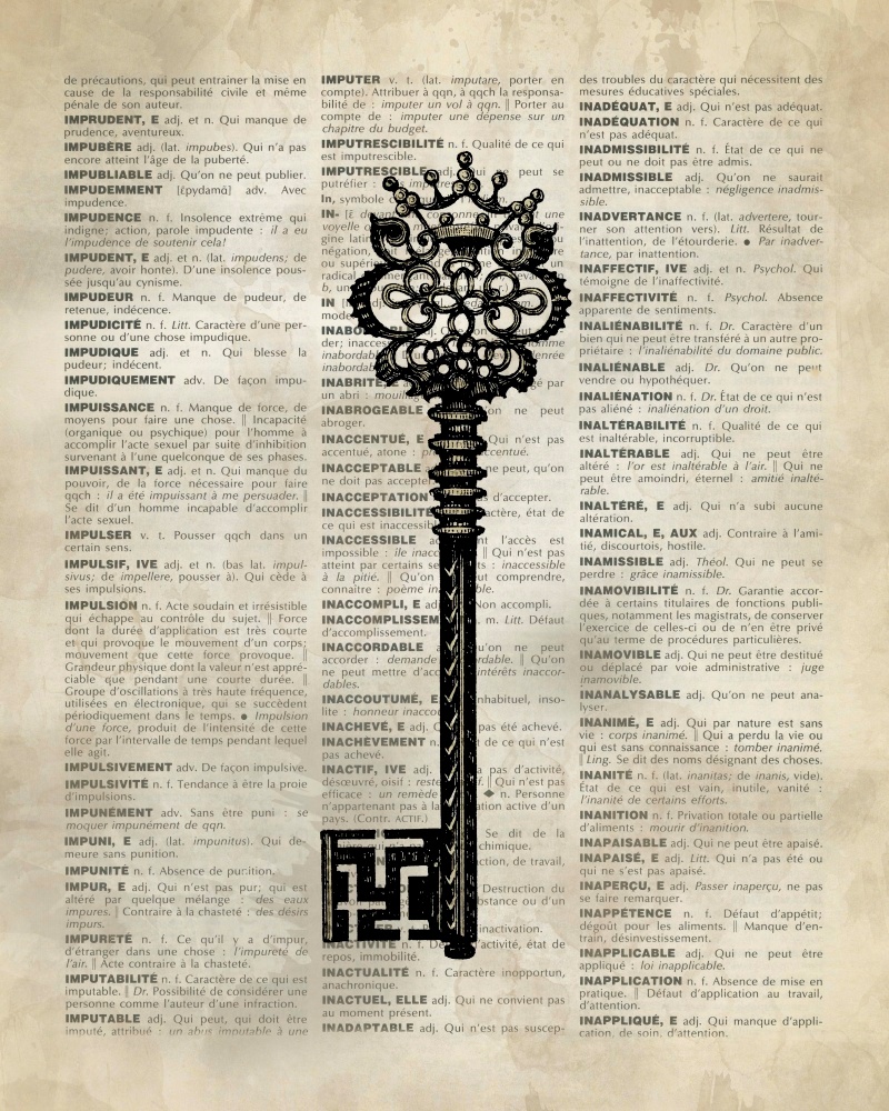 Canvas on Demand Poster Print 16 x 20 entitled Vintage Dictionary Art: Key