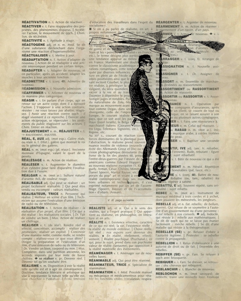 Canvas on Demand Poster Print 16 x 20 entitled Vintage Dictionary Art: Man Flying
