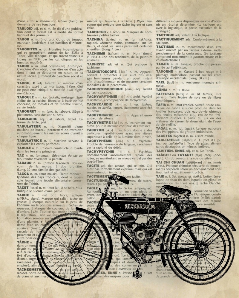 Canvas on Demand Poster Print 16 x 20 entitled Vintage Dictionary Art: Motorcycle