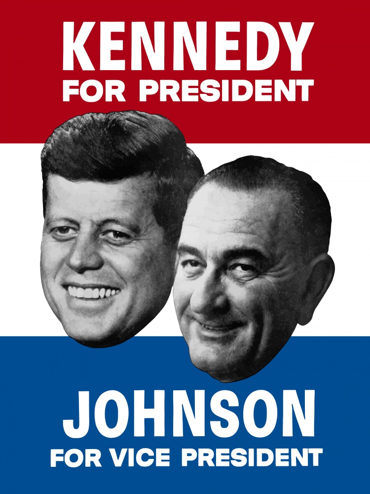 Canvas on Demand Poster Print 12 x 16 entitled Vintage election poster showing the 1960 Democratic nominees
