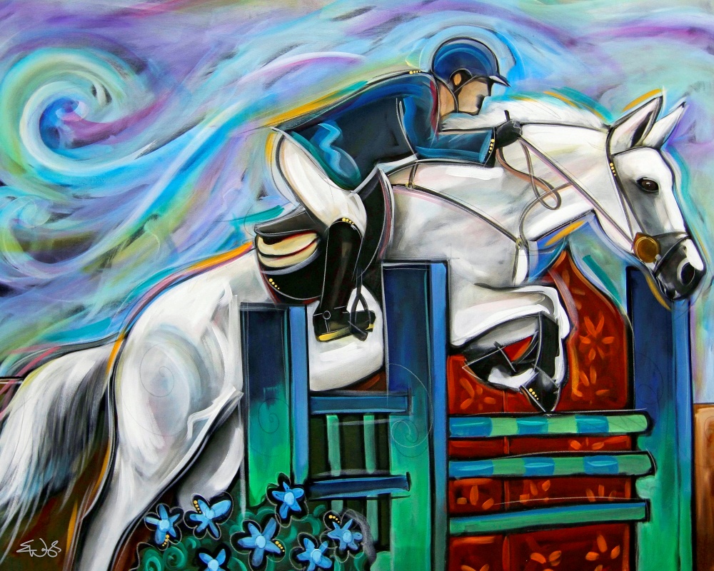 Canvas on Demand Poster Print 20 x 16 entitled Show Jumper I