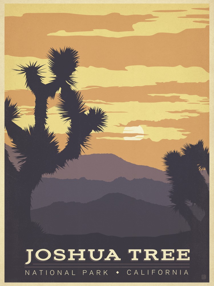 Canvas on Demand Poster Print 12 x 16 entitled Joshua Tree National Park, California - Retro Travel Poster