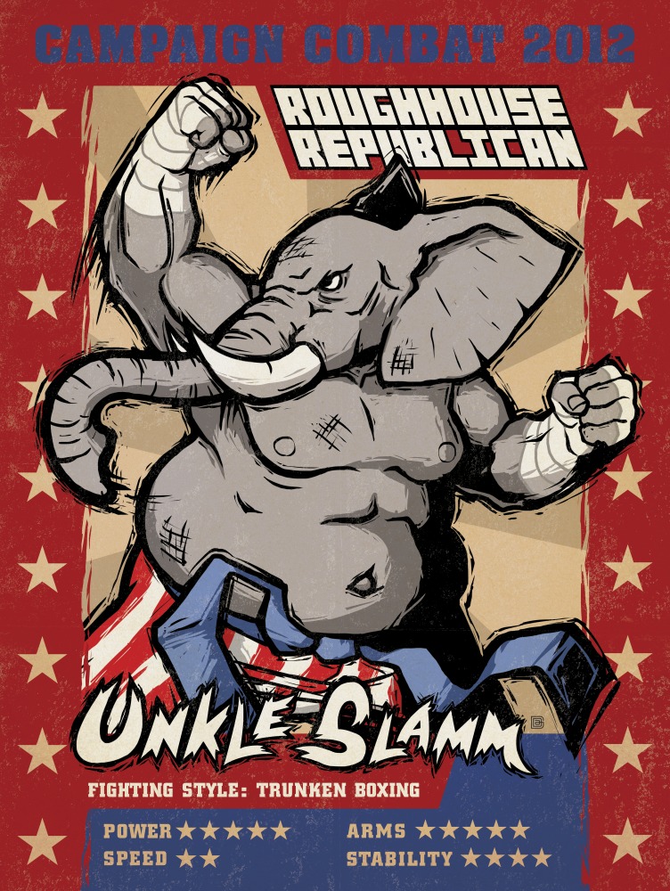 Canvas on Demand Poster Print 12 x 16 entitled Roughhouse Republican - Retro Political Poster