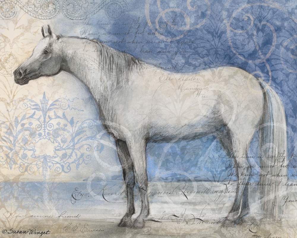 Canvas on Demand Poster Print 20 x 16 entitled Horse on Blue