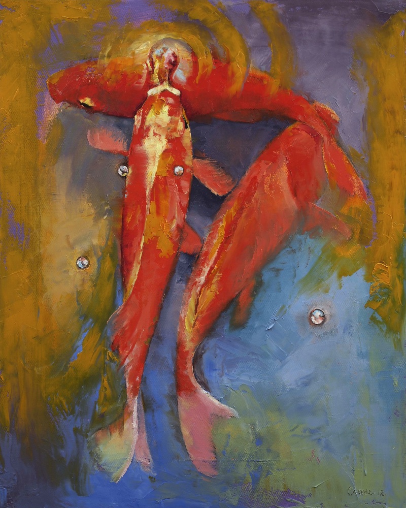 Canvas on Demand Poster Print 12 x 16 entitled Koi Bubbles