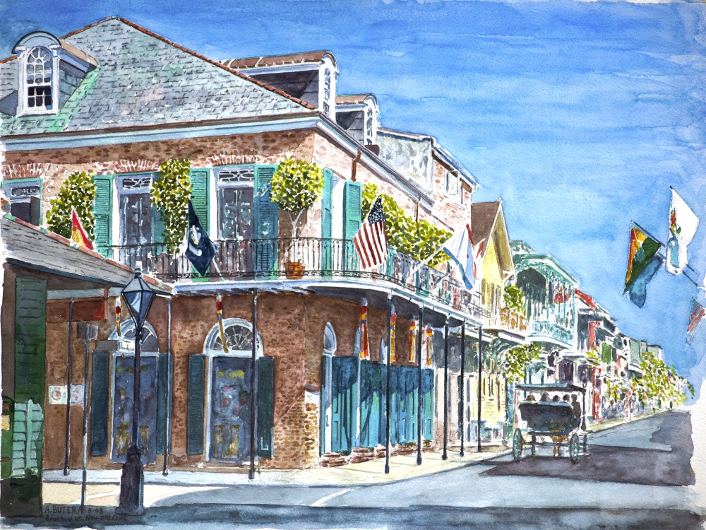 Canvas on Demand Poster Print 16 x 12 entitled New Orleans, Bourbon St., 2008
