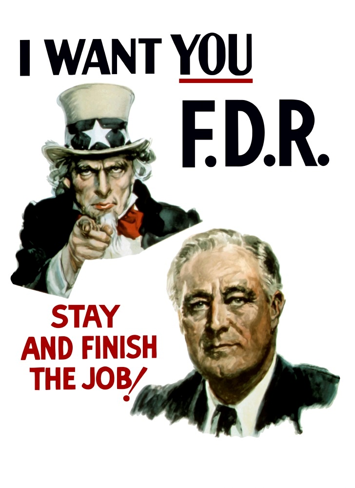 Canvas on Demand Poster Print 12 x 16 entitled World War II poster of Uncle Sam and President Franklin Roosevelt