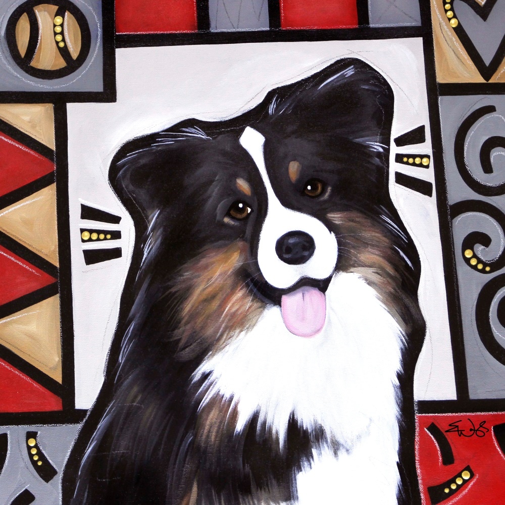 Canvas on Demand Poster Print 12 x 12 entitled Australian Shepherd Pop Art
