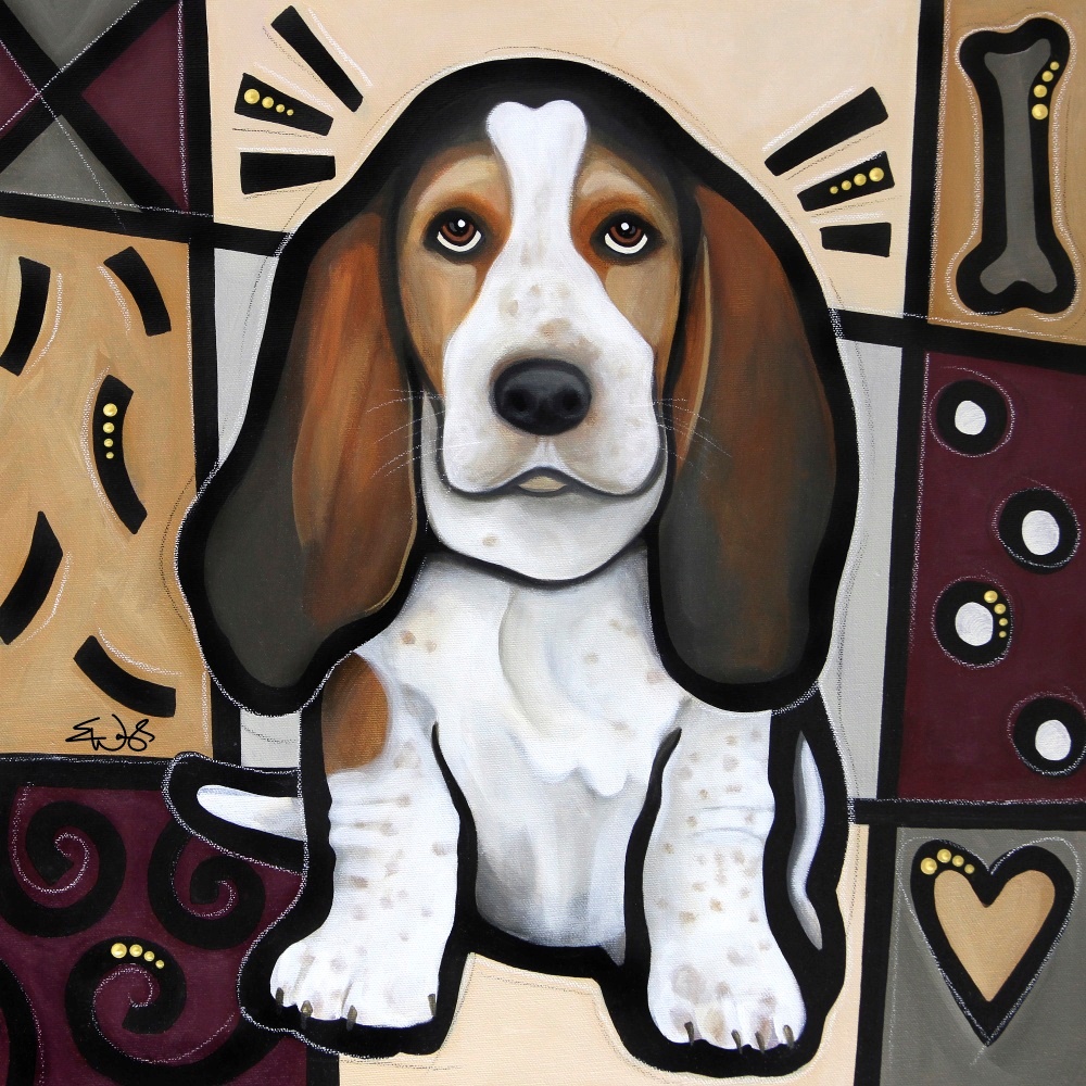 Canvas on Demand Poster Print 12 x 12 entitled Basset Hound Pop Art