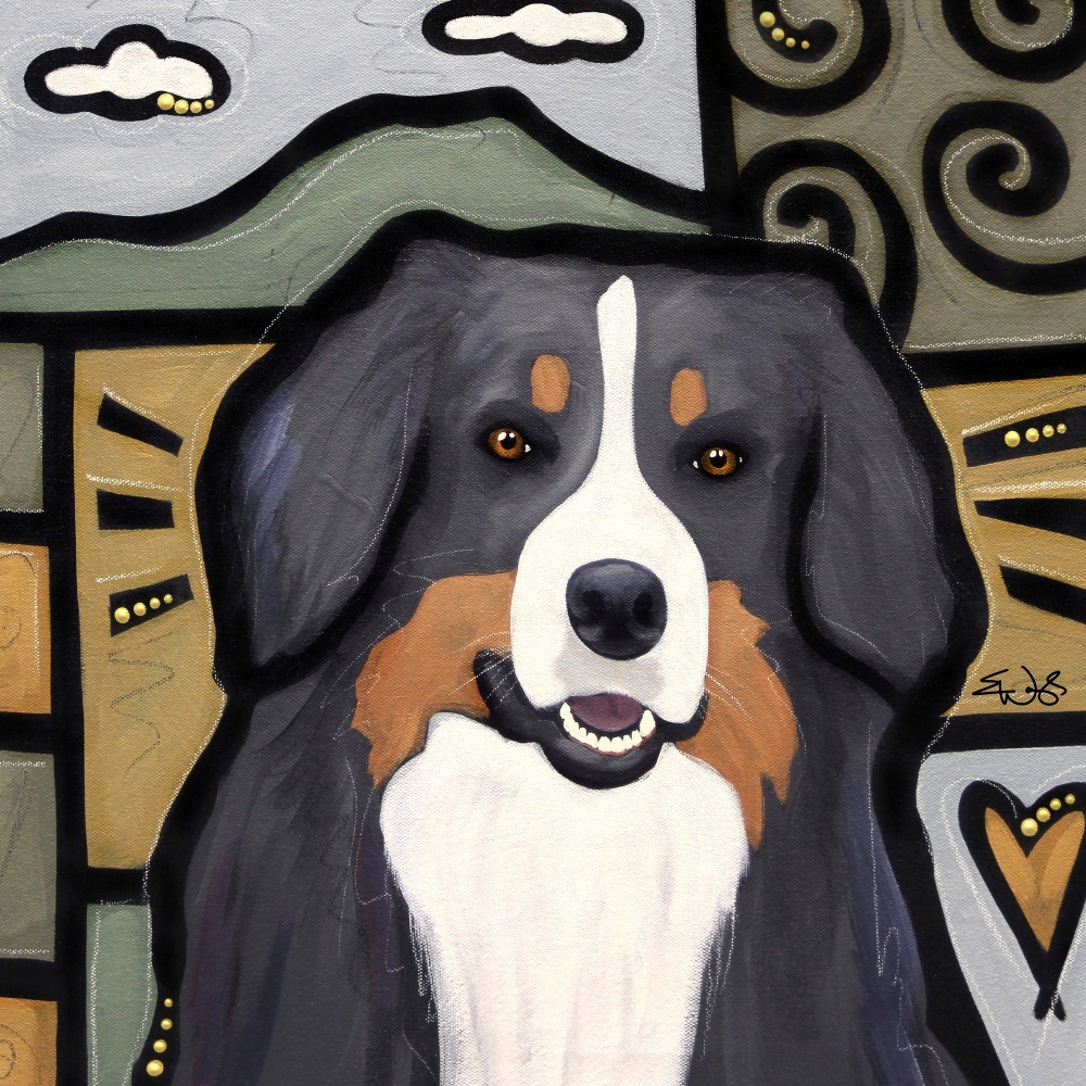Canvas on Demand Poster Print 12 x 12 entitled Bernese Mountain Dog Pop Art