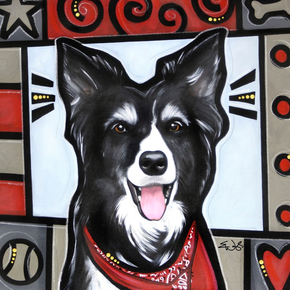 Canvas on Demand Poster Print 12 x 12 entitled Border Collie Pop Art