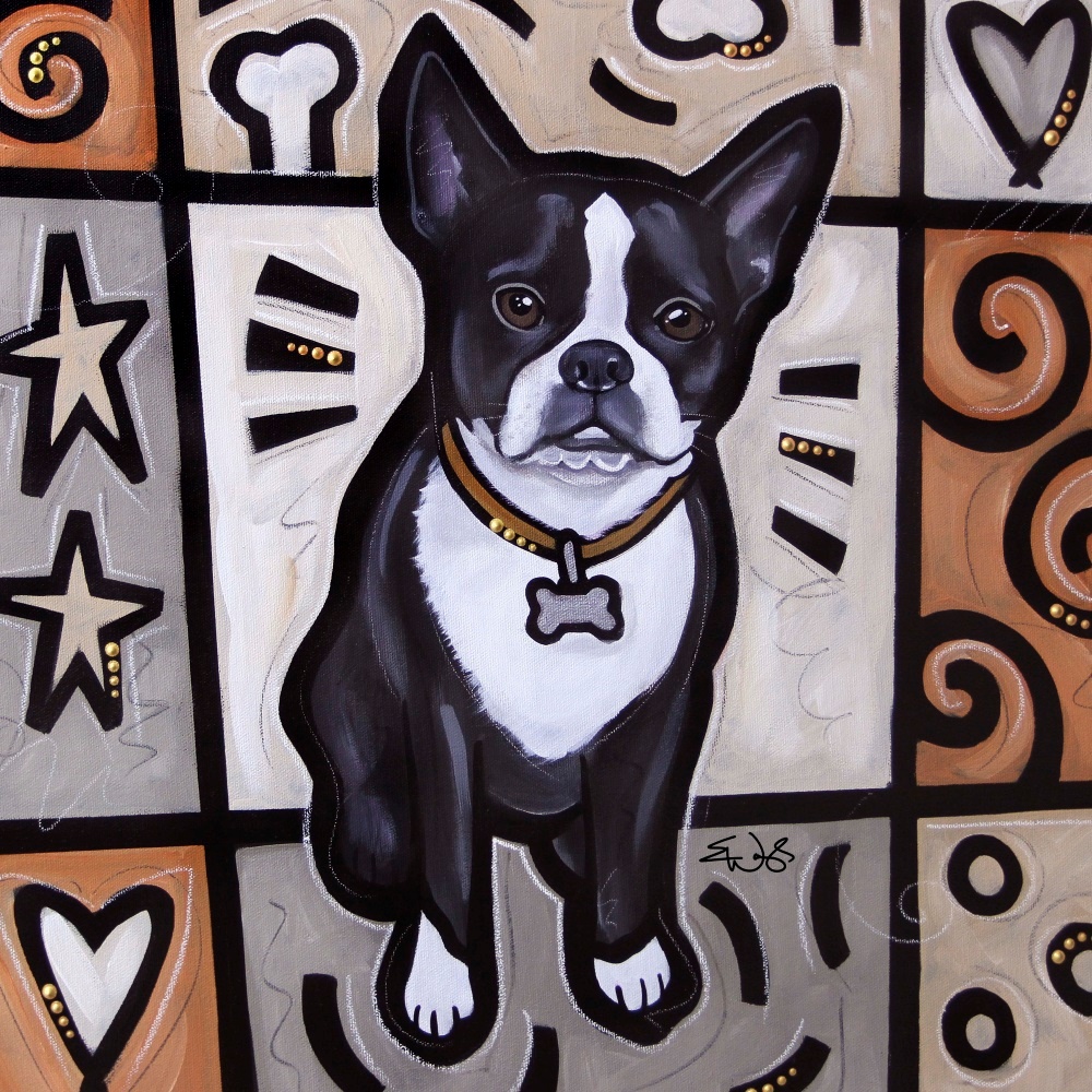 Canvas on Demand Poster Print 12 x 12 entitled Boston Terrier Pop Art