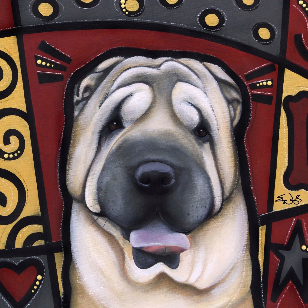 Canvas on Demand Poster Print 12 x 12 entitled Chinese Shar-Pei Pop Art