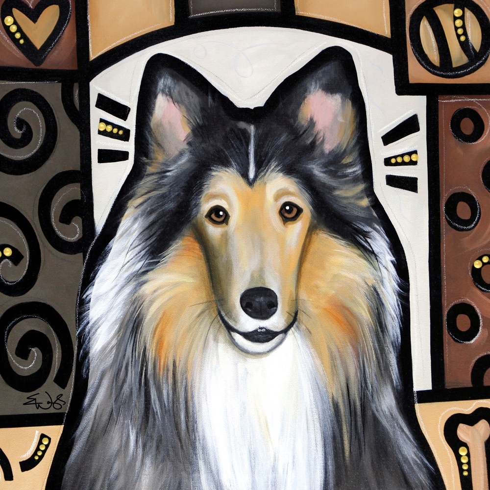 Canvas on Demand Poster Print 12 x 12 entitled Collie Pop Art