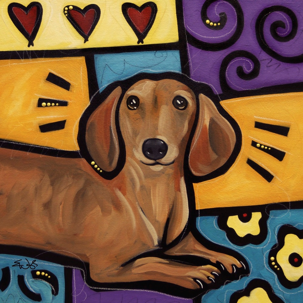 Canvas on Demand Poster Print 12 x 12 entitled Dachshund Pop Art