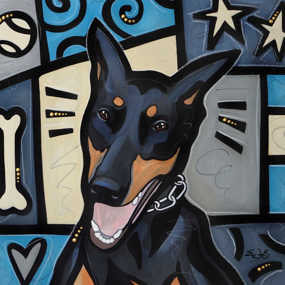 Canvas on Demand Poster Print 12 x 12 entitled Doberman Pinscher Pop Art
