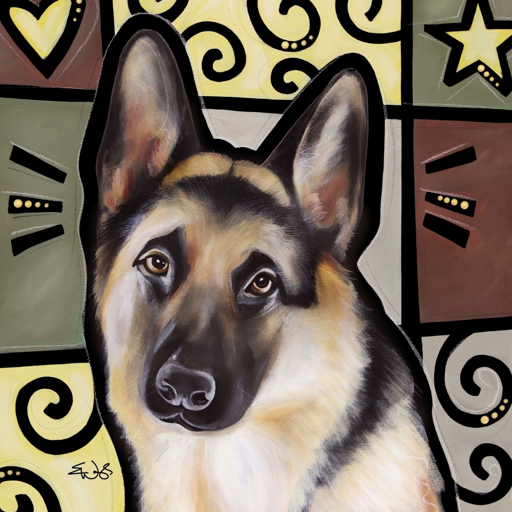 Canvas on Demand Poster Print 12 x 12 entitled German Shepherd Pop Art