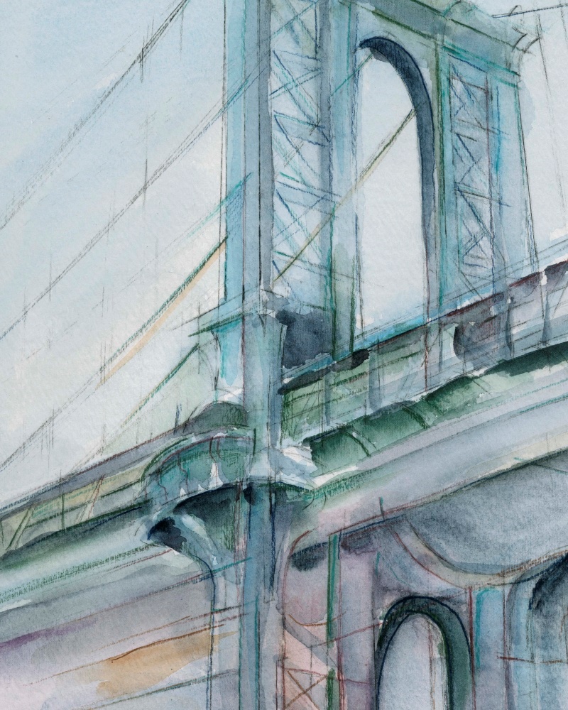 Canvas on Demand Poster Print 12 x 16 entitled Watercolor Bridge Study I