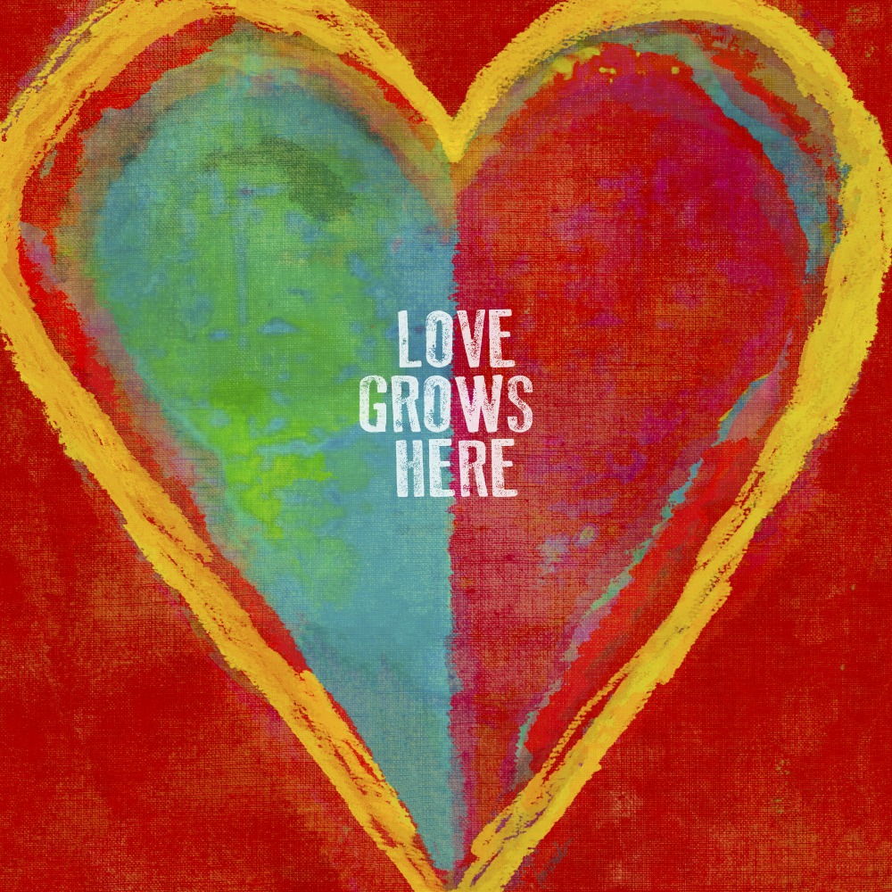 Canvas on Demand Poster Print 16 x 16 entitled Love Grows Here Red Heart