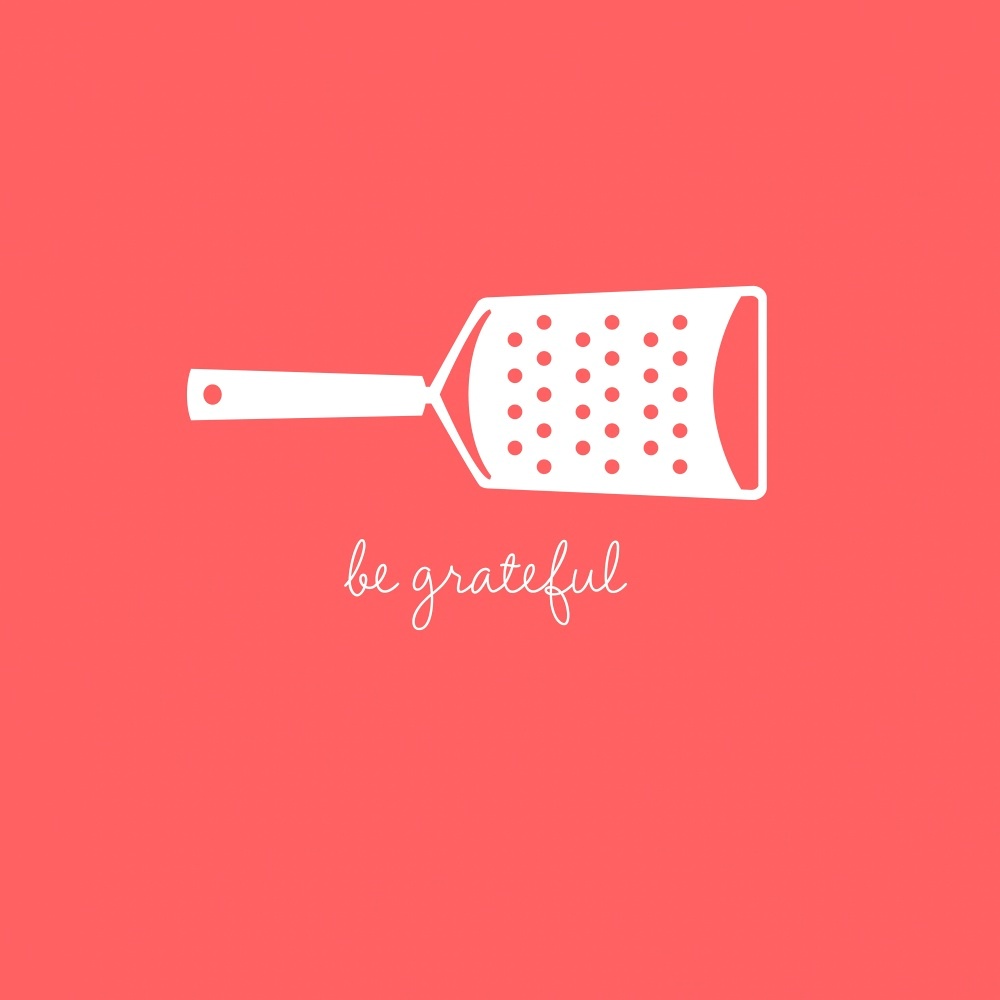 Canvas on Demand Poster Print 12 x 12 entitled Be Grateful - minimalist retro kitchen art