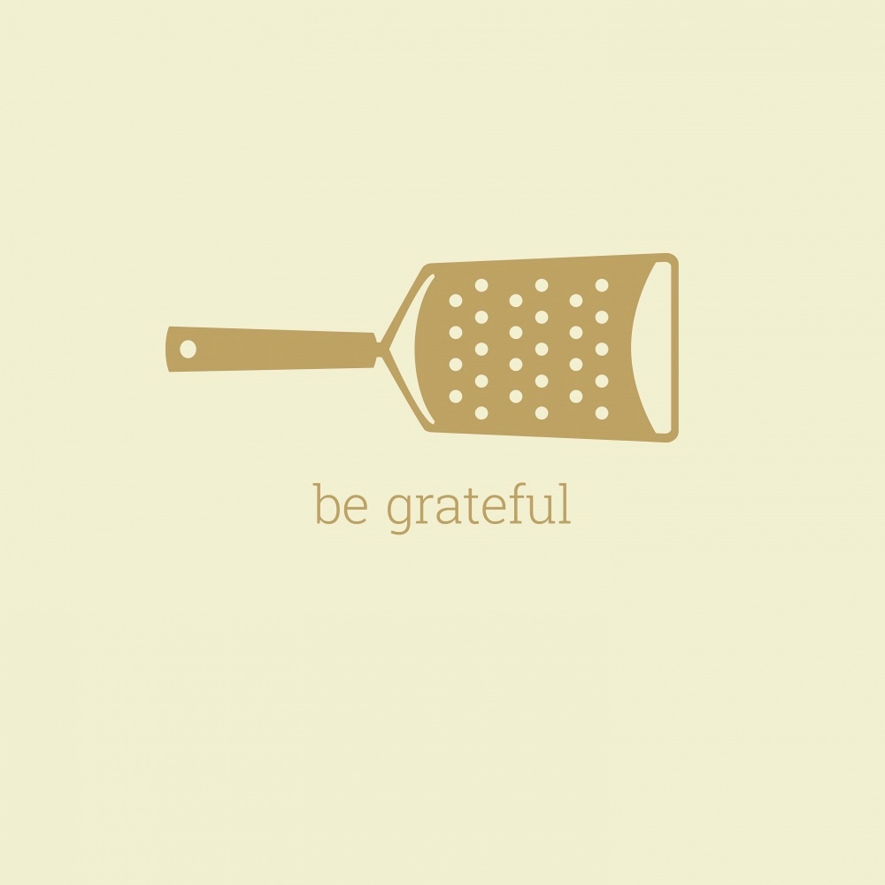 Canvas on Demand Poster Print 12 x 12 entitled Be Grateful - minimalist retro kitchen art