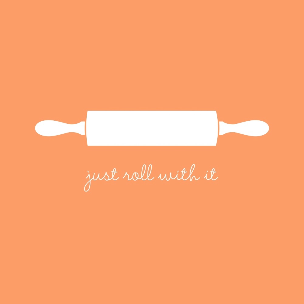 Canvas on Demand Poster Print 12 x 12 entitled Just Roll with it - minimalist retro kitchen art
