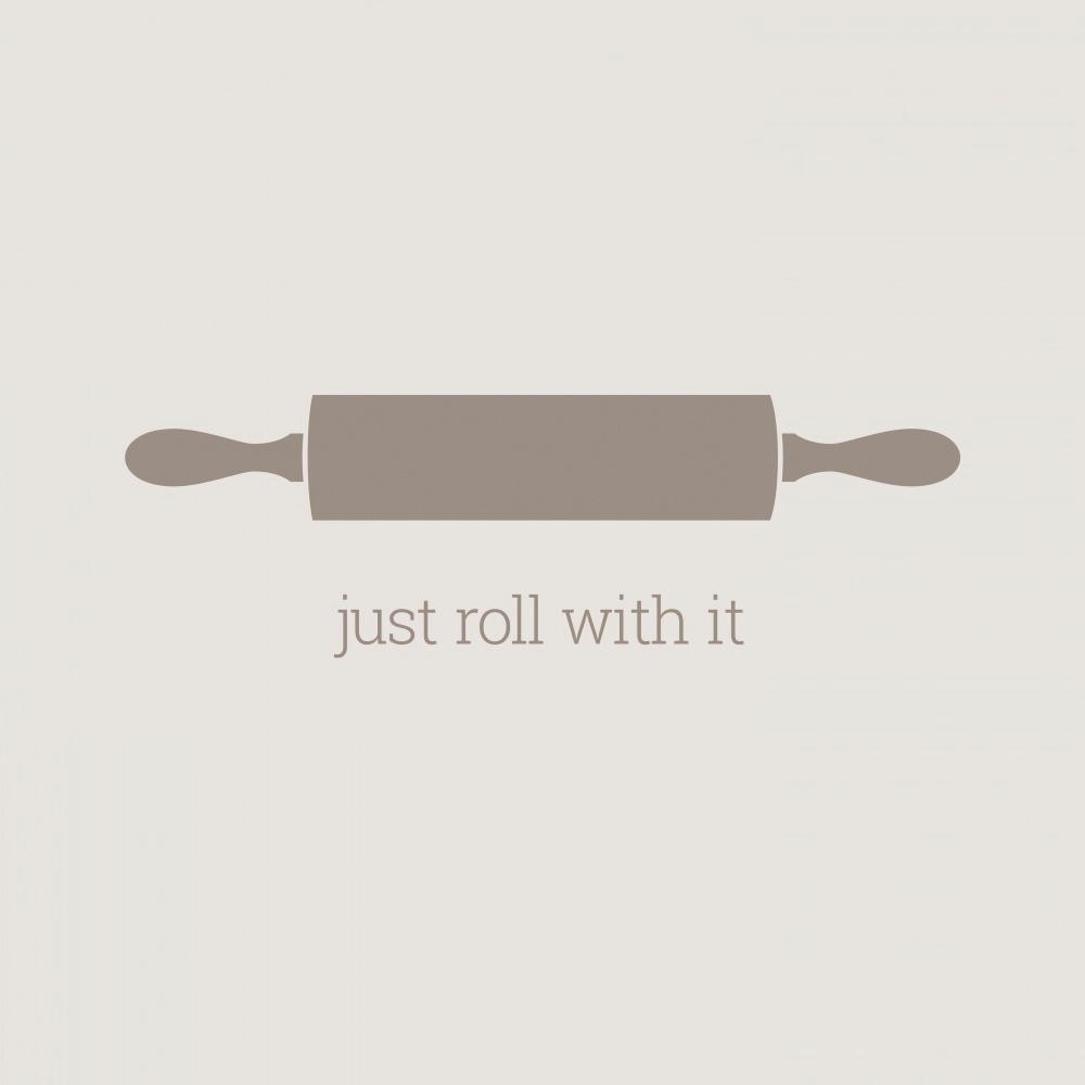 Canvas on Demand Poster Print 12 x 12 entitled Just Roll with It - minimalist retro kitchen art