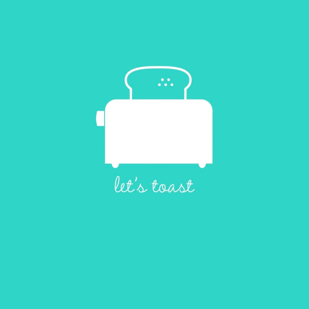 Canvas on Demand Poster Print 12 x 12 entitled Let's Toast - minimalist retro kitchen art