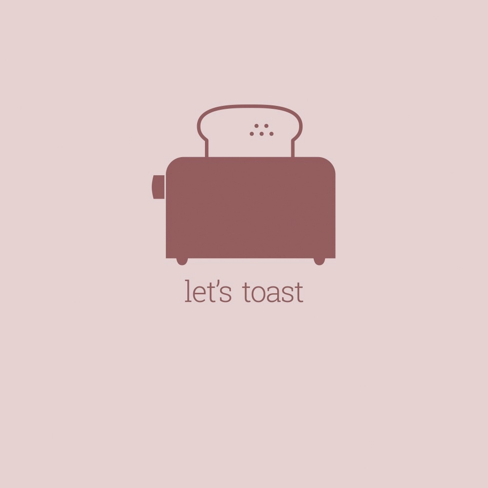 Canvas on Demand Poster Print 12 x 12 entitled Let's Toast - minimalist retro kitchen art
