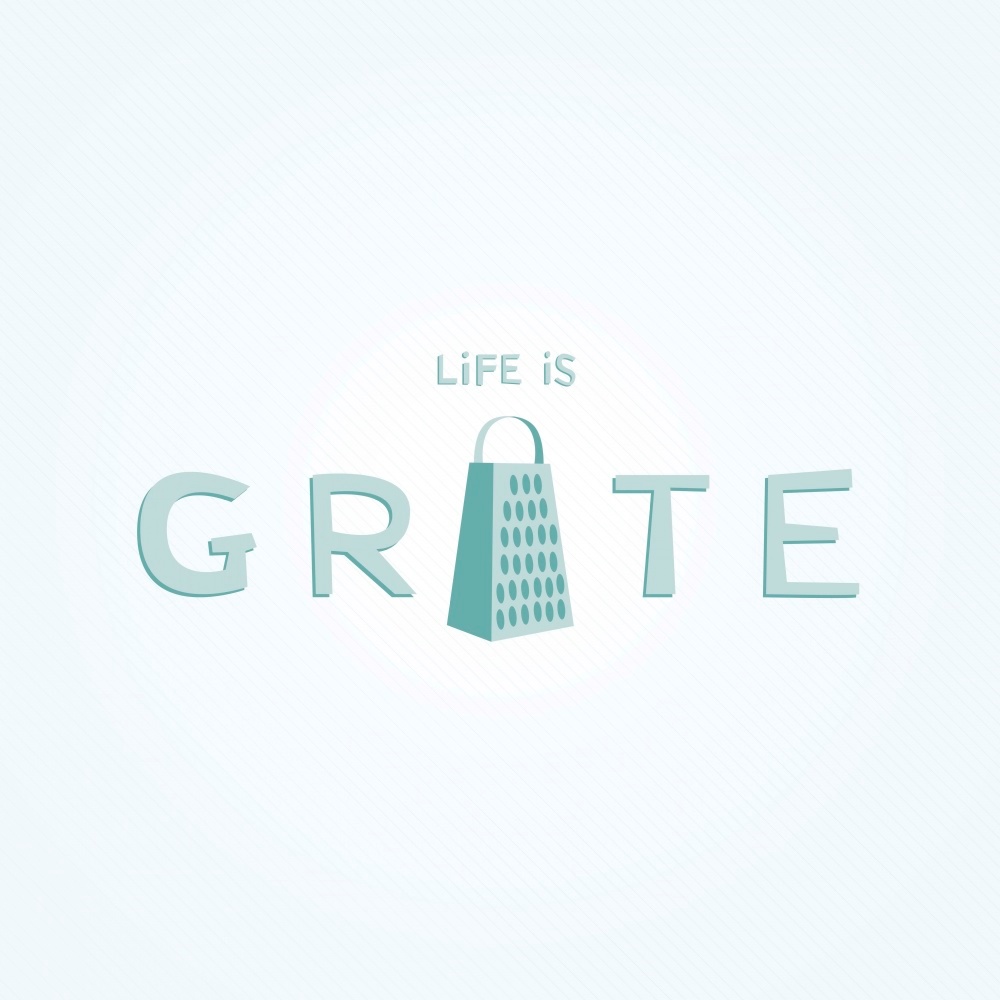 Canvas on Demand Poster Print 12 x 12 entitled Life is Grate - minimalist retro kitchen art