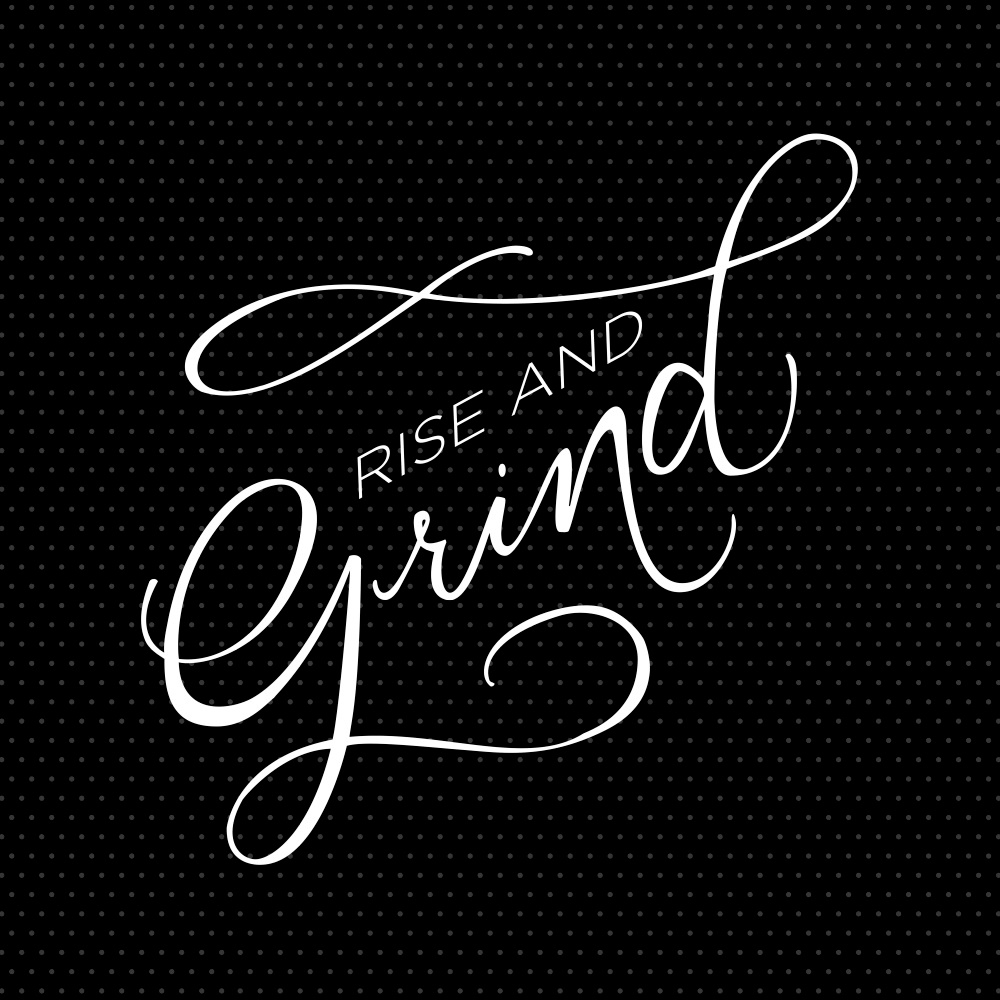Canvas on Demand Poster Print 12 x 12 entitled Rise and Grind - minimalist hand-lettered kitchen art