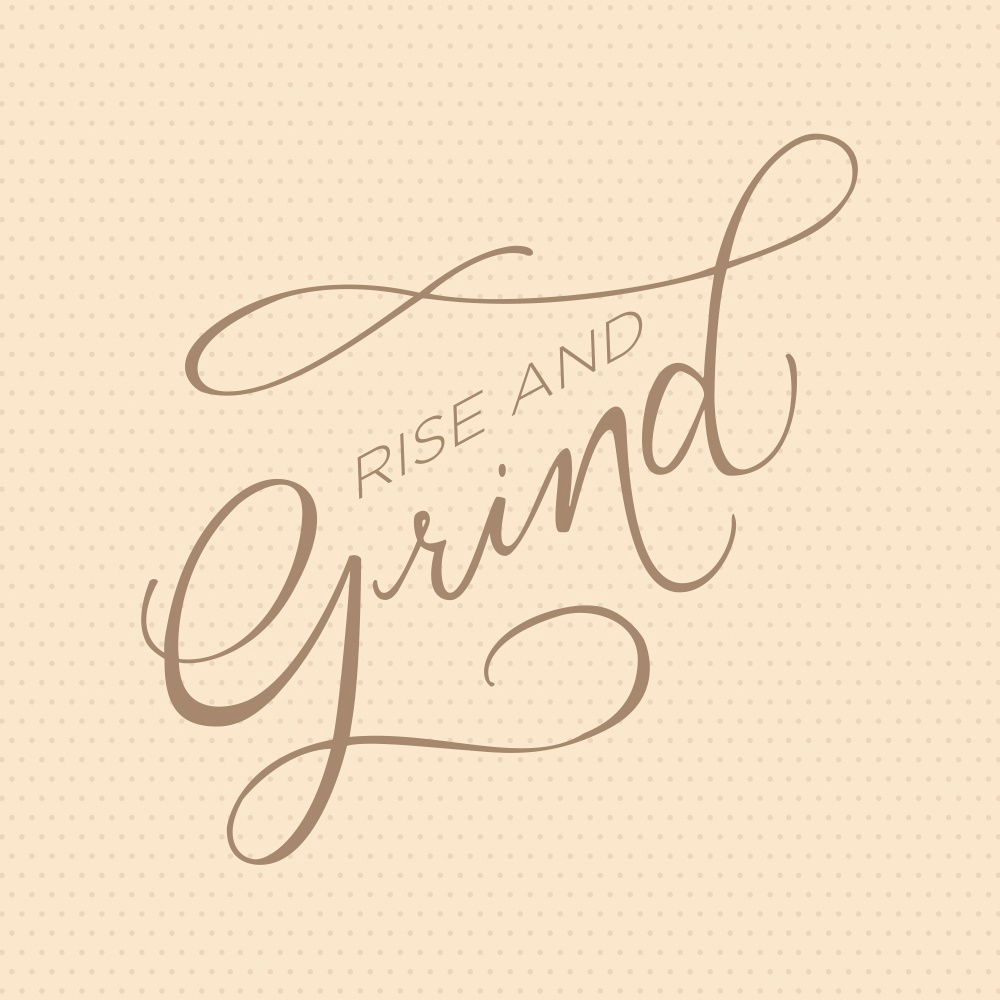 Canvas on Demand Poster Print 12 x 12 entitled Rise and Grind - minimalist hand-lettered kitchen art
