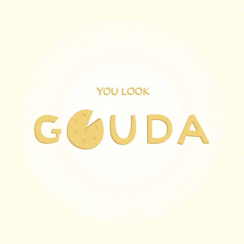 Canvas on Demand Poster Print 12 x 12 entitled You look Gouda - minimalist retro kitchen art
