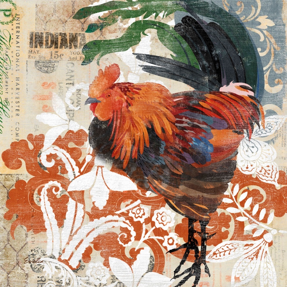 Canvas on Demand Poster Print 12 x 12 entitled Rococo Rooster