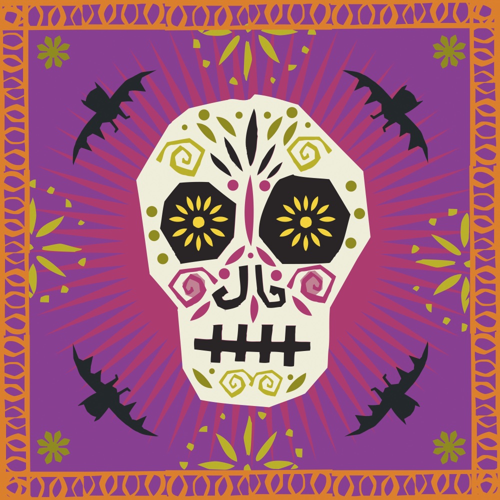 Canvas on Demand Poster Print 12 x 12 entitled Skull with Bats 6