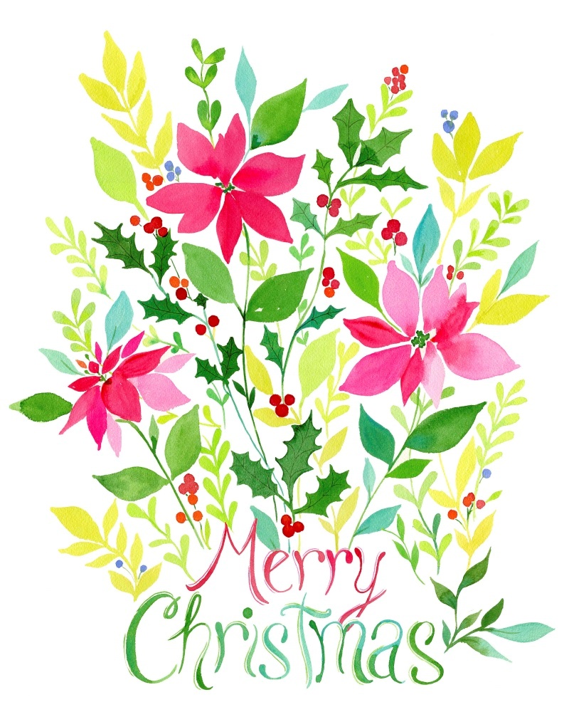 Canvas on Demand Poster Print 16 x 20 entitled Merry Christmas bouquet