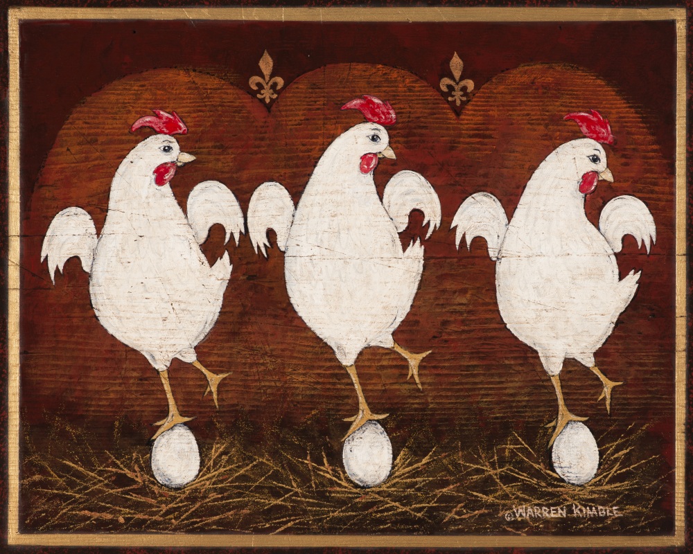 Canvas on Demand Poster Print 20 x 16 entitled The Twelve Days of Christmas - Three French Hens