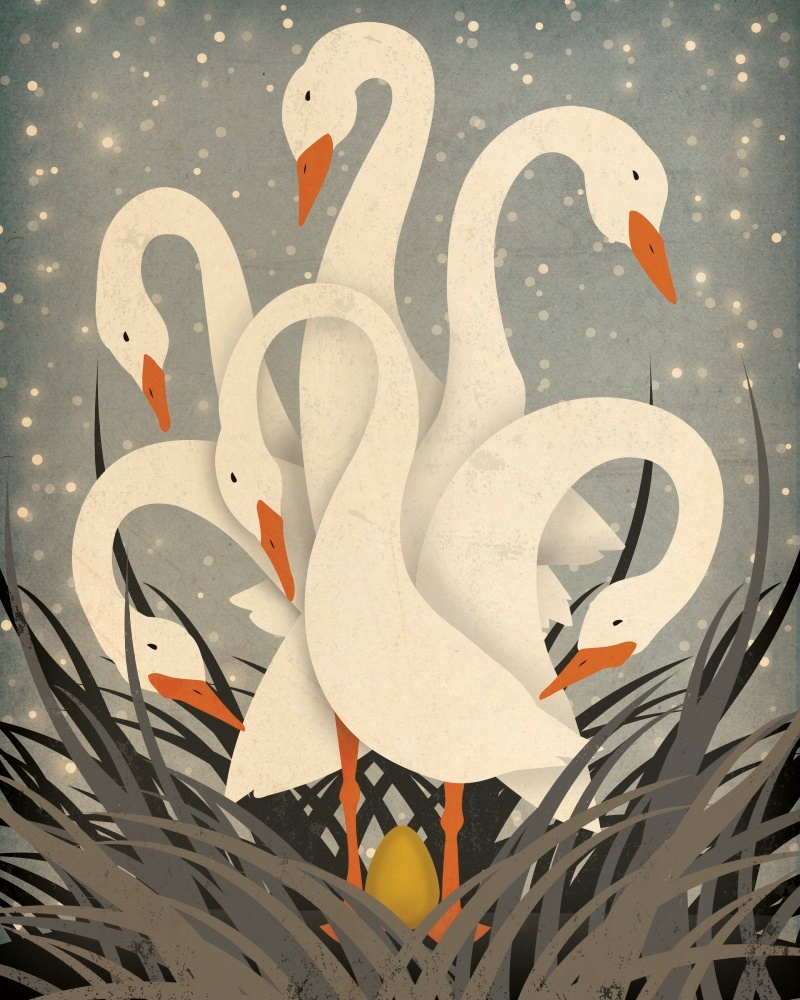Canvas on Demand Poster Print 16 x 20 entitled The Twelve Days of Christmas - Six Geese-a-laying