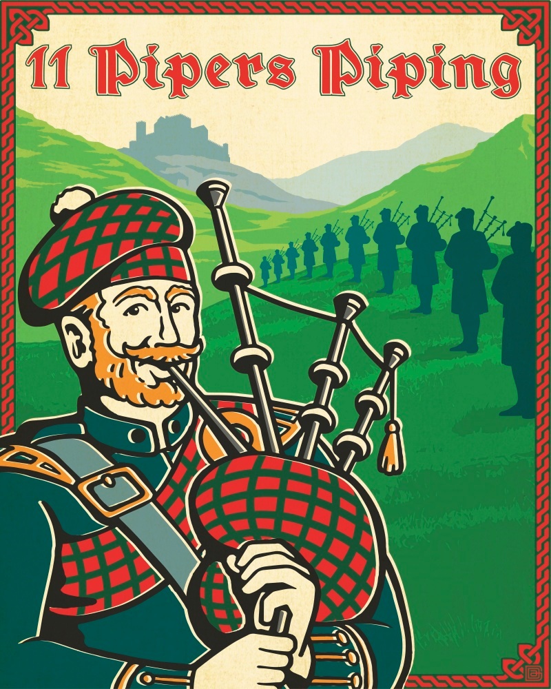 Canvas on Demand Poster Print 16 x 20 entitled The Twelve Days of Christmas - Eleven Pipers Piping