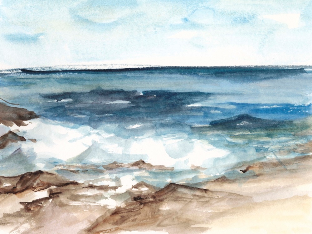Canvas on Demand Poster Print 16 x 12 entitled Coastal Watercolor V