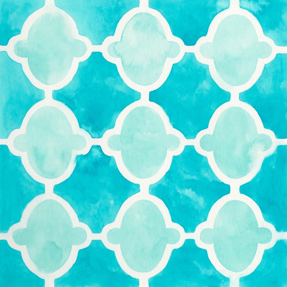 Canvas on Demand Poster Print 12 x 12 entitled Watercolor Tile VI