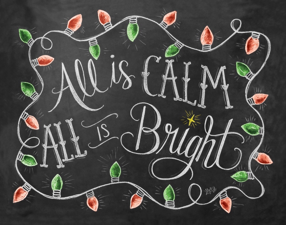 Canvas on Demand Poster Print 20 x 16 entitled All Is Calm, All is Bright Handlettering