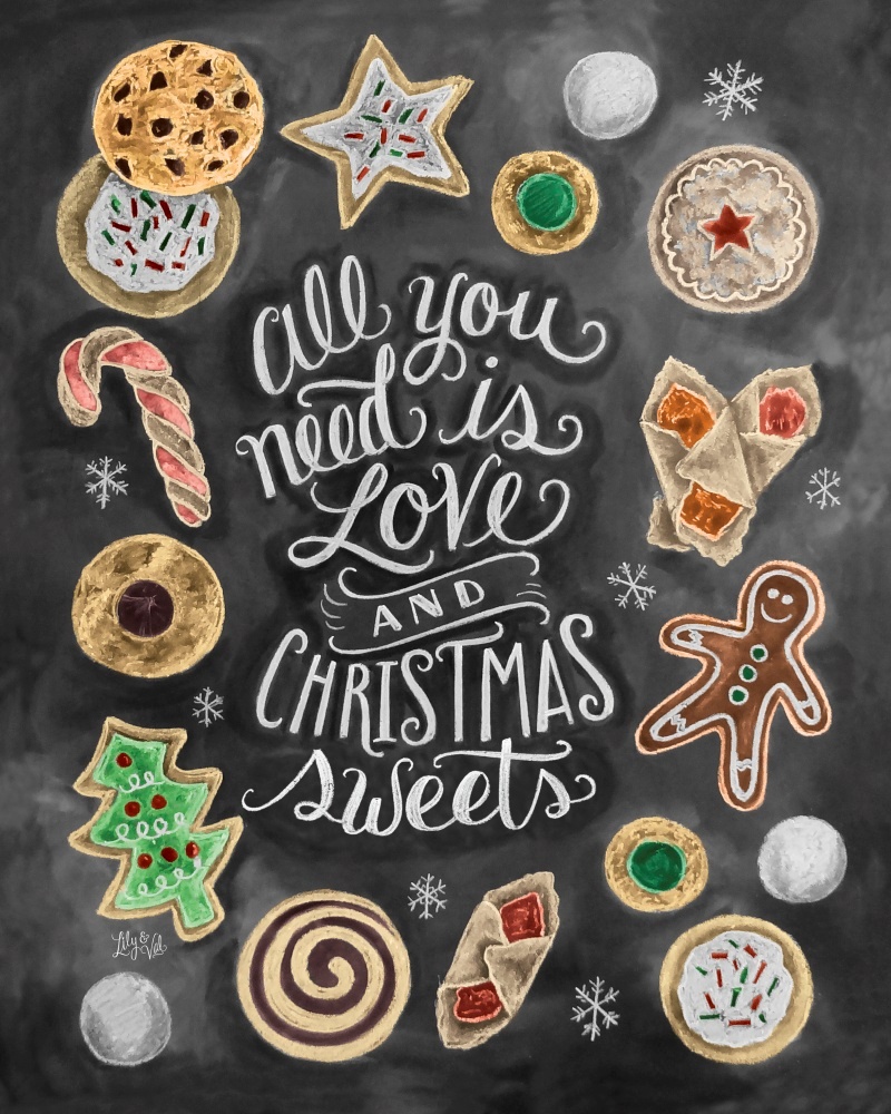 Canvas on Demand Poster Print 16 x 20 entitled All You Need Is Love And Christmas Sweets Handlettering