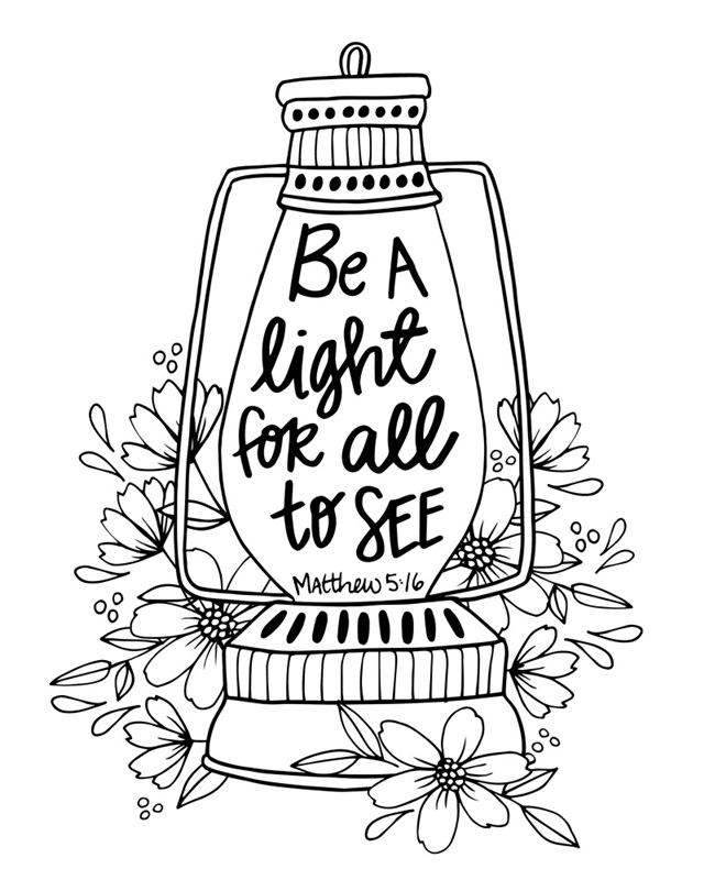 Download Be A Light For All To See Handlettered Coloring - Coloring ...